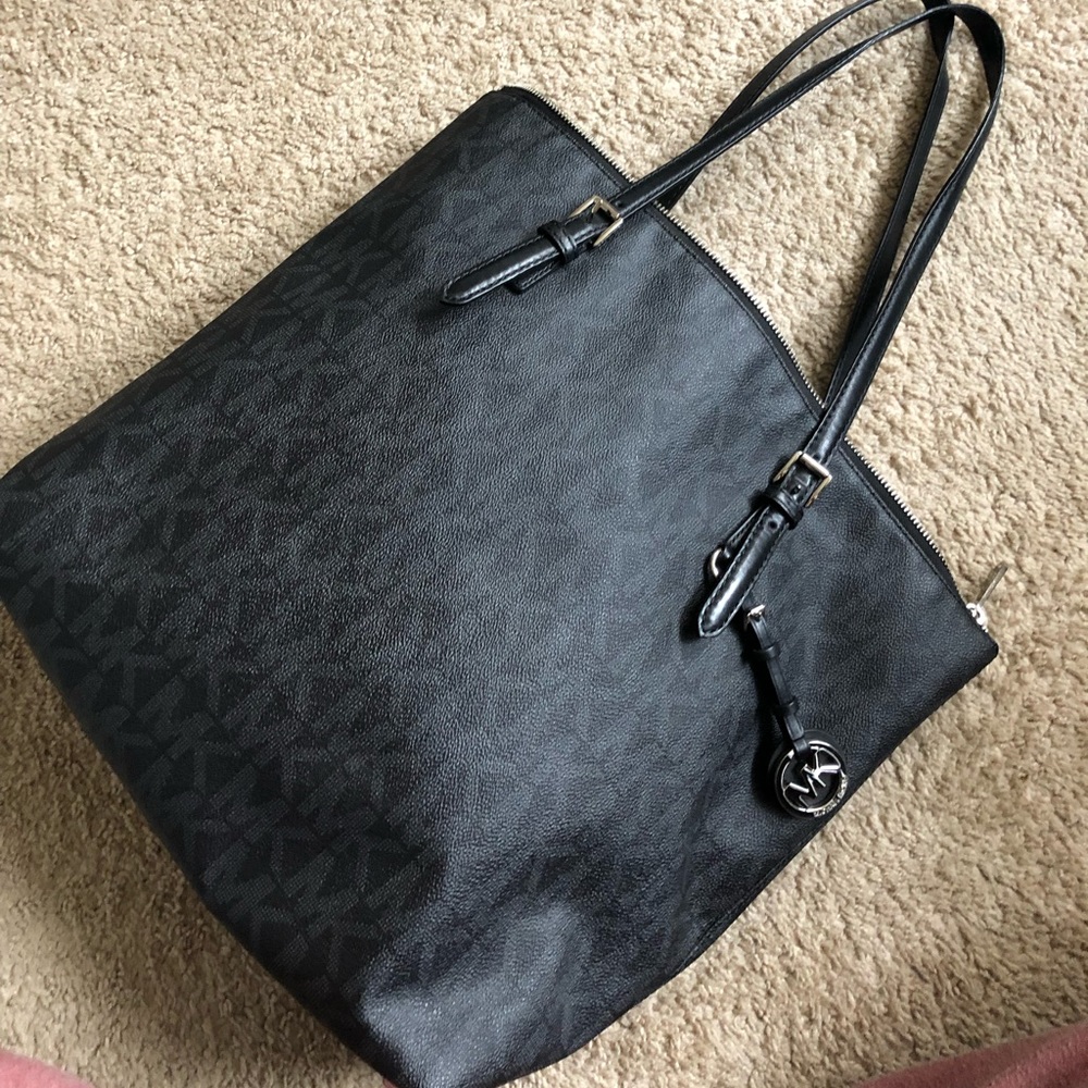 Black large Michael Kors monogrammed tote bag
